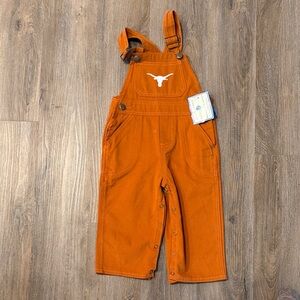Kids Orange Overalls with Embroidered Longhorn Detail